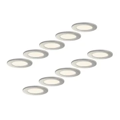 Loftlamper|Spotlights ^ PRIOS LED-indbygningslampe Cadance, sølv, 12 cm, sæt med 10, CCT