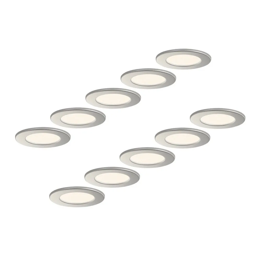Loftlamper|Spotlights ^ PRIOS LED-indbygningslampe Cadance, sølv, 12 cm, sæt med 10, CCT