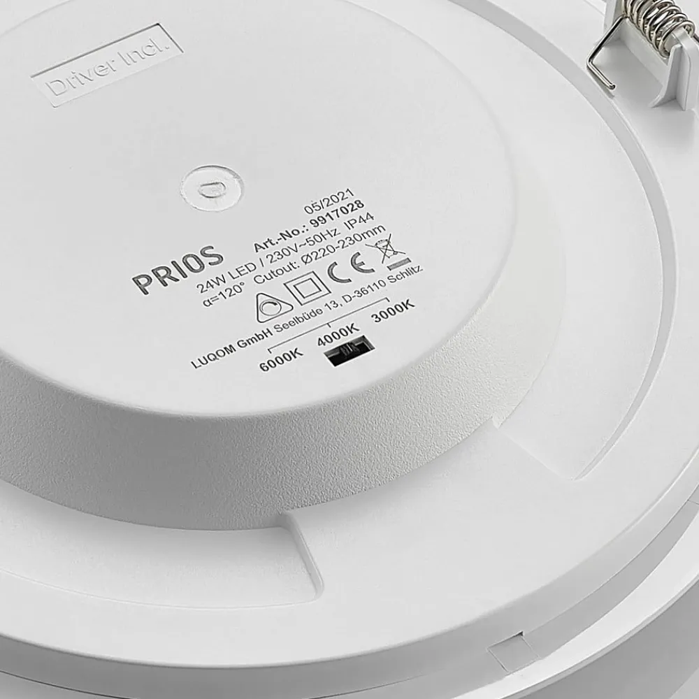 PRIOS Gang|Loftlamper > LED-indbygningslampe Cadance, hvid, 24 cm, CCT, IP44