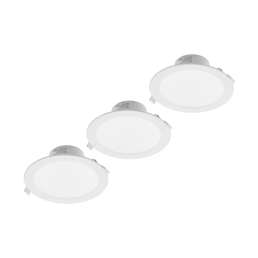PRIOS Loftlamper > LED-indbygningslampe Rida, 3 enheder, hvid, 23 cm, 25W, CCT, IP44