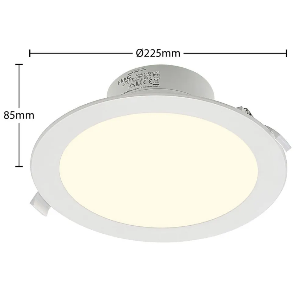 PRIOS Loftlamper > LED-indbygningslampe Rida, 3 enheder, hvid, 23 cm, 25W, CCT, IP44