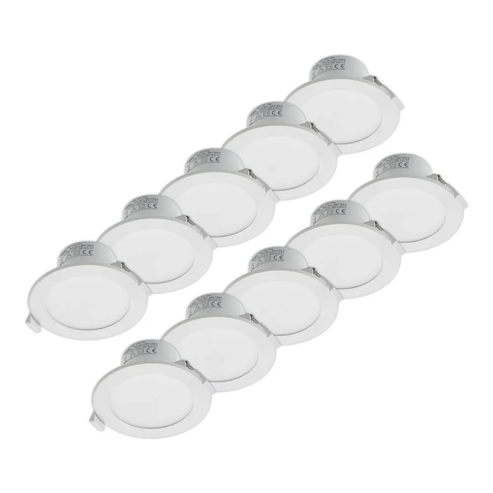 PRIOS Loftlamper|Loftlamper > LED-indbygningslampe Rida, sæt med 10, hvid, 12 cm, CCT, IP44