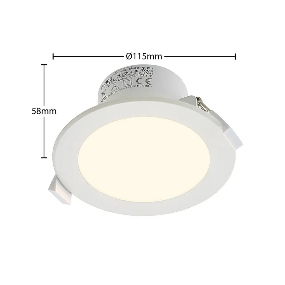 PRIOS Loftlamper|Loftlamper > LED-indbygningslampe Rida, sæt med 10, hvid, 12 cm, CCT, IP44