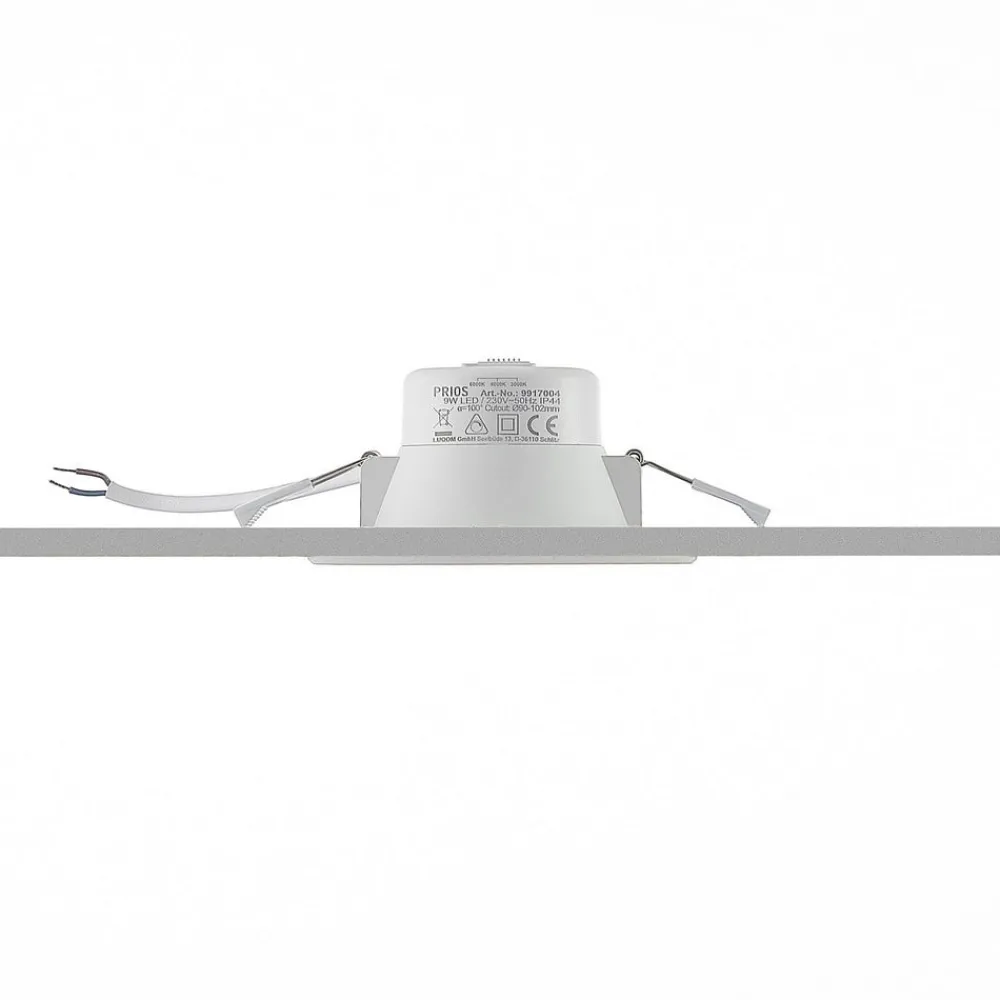 PRIOS Loftlamper|Loftlamper > LED-indbygningslampe Rida, sæt med 10, hvid, 12 cm, CCT, IP44