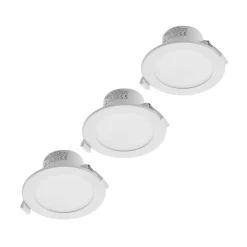 Loftlamper|Indbygningsspots ^ PRIOS LED-indbygningslampe Rida, sæt med 3, hvid, 12 cm, CCT, IP44