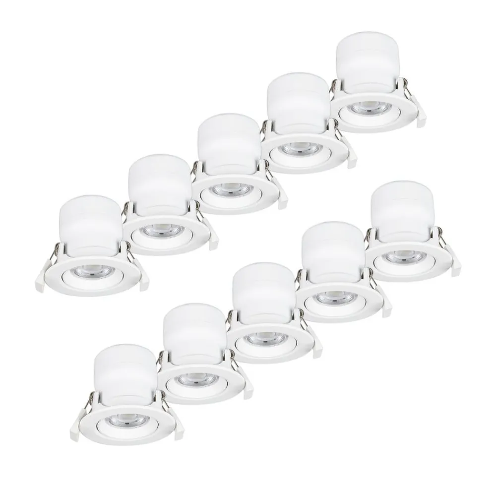 Loftlamper|Indbygningsspots ^ PRIOS LED indbygningslampe Shima, hvid, 7W, 3000K, 10stk, dæmpbar