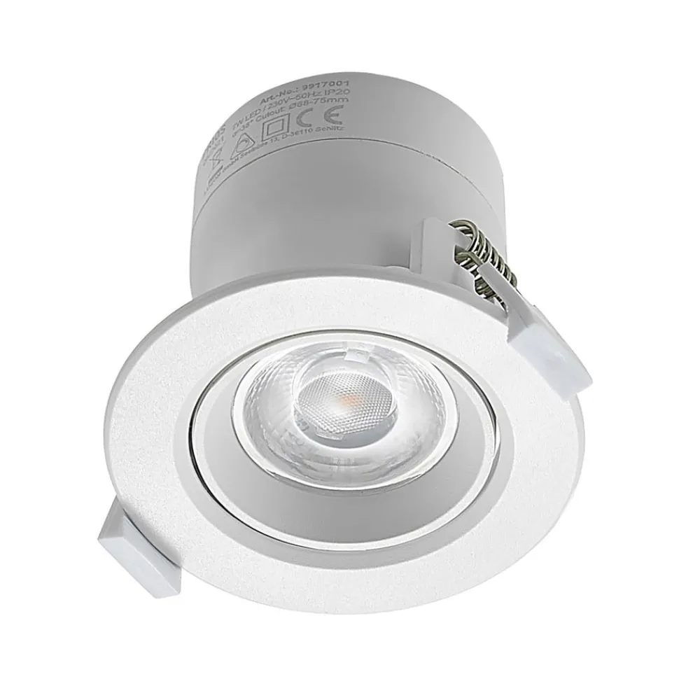 PRIOS Loftlamper|Indbygningsspots > LED-indbygningslampe Shima, hvid, 7 W, 3000K, dæmpbar