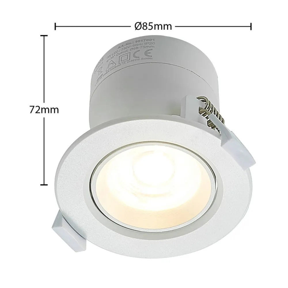 PRIOS Loftlamper|Indbygningsspots > LED-indbygningslampe Shima, hvid, 7 W, 3000K, dæmpbar