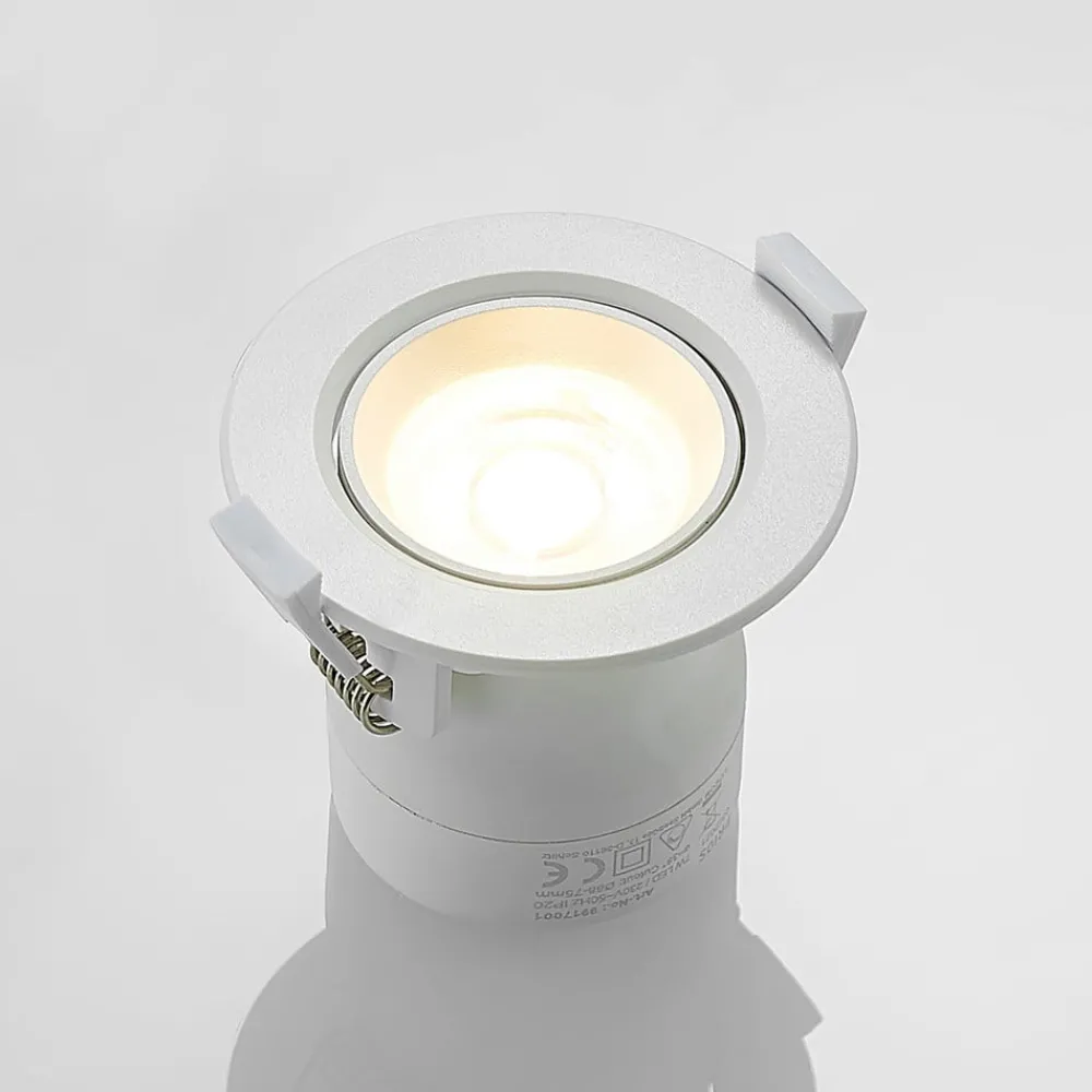 PRIOS Loftlamper|Indbygningsspots > LED-indbygningslampe Shima, hvid, 7 W, 3000K, dæmpbar