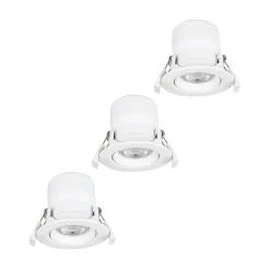 Indbygningsspots|Spotlights ^ PRIOS LED indbygningslampe Shima, hvid, 7W, 3000K, 3 enheder, dæmpbar