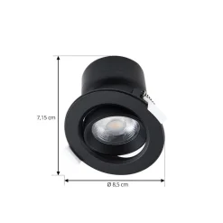 PRIOS Indbygningsspots|Spotlights > LED indbygningslampe Shima, sort, 7 W, 3000K, dæmpbar