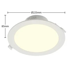Loftlamper|Indbygningsspots ^ PRIOS LED-indbygningsspot Rida, hvid. Ø 23 cm, 30W, CCT, IP44