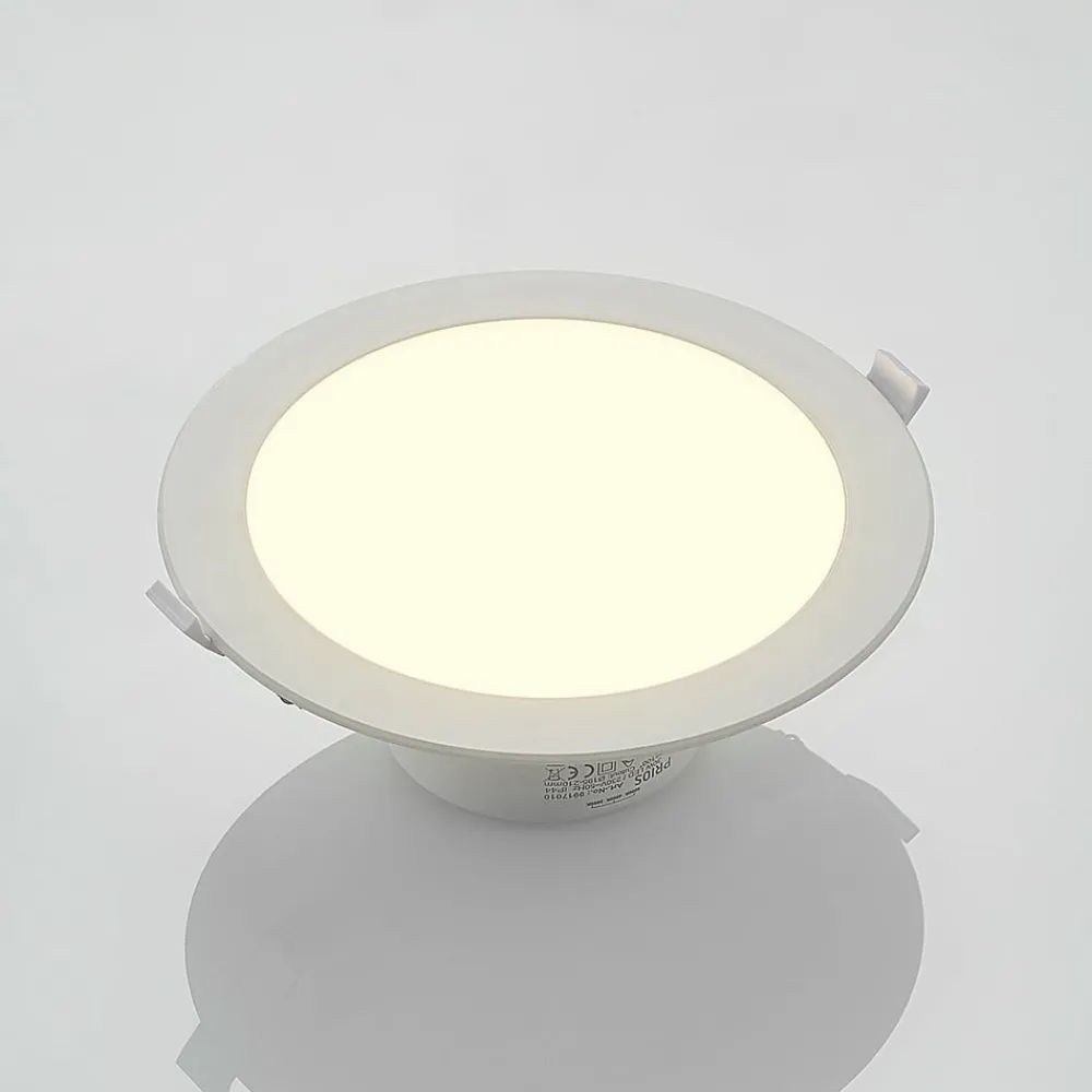 Loftlamper|Indbygningsspots ^ PRIOS LED-indbygningsspot Rida, hvid. Ø 23 cm, 30W, CCT, IP44