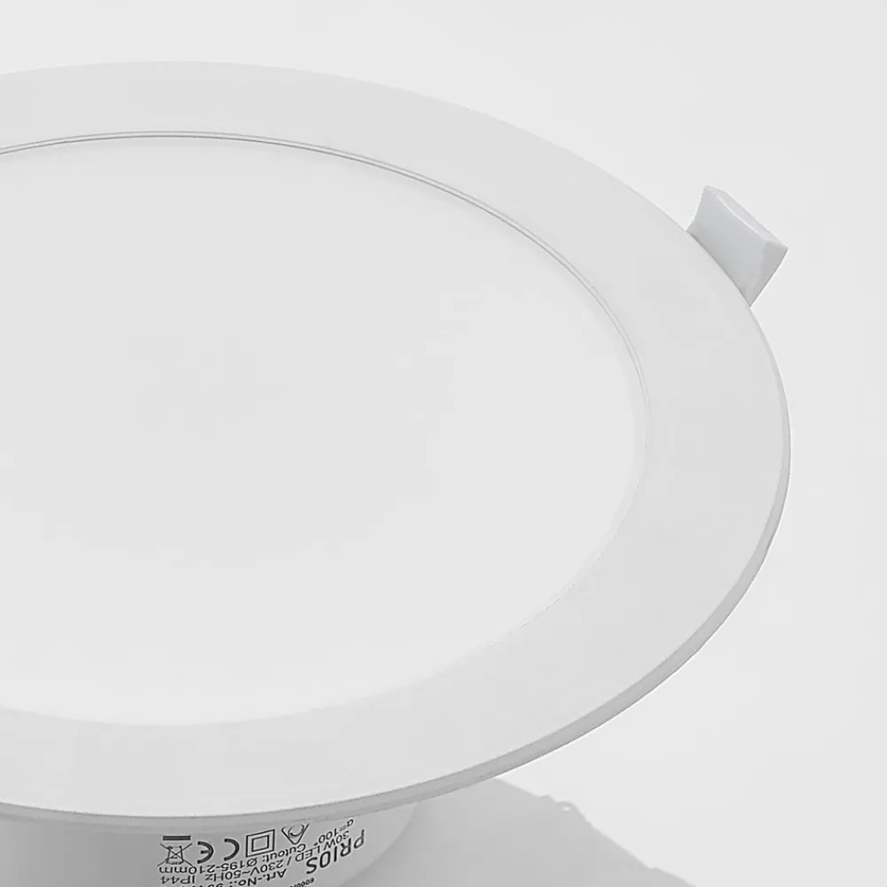 Loftlamper|Indbygningsspots ^ PRIOS LED-indbygningsspot Rida, hvid. Ø 23 cm, 30W, CCT, IP44