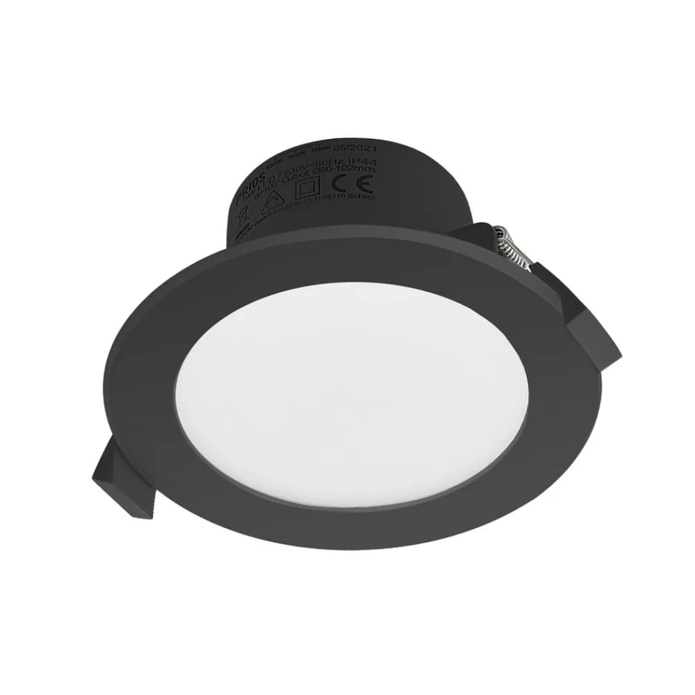 PRIOS Loftlamper|Loftlamper > LED-indbygningsspot Rida, sort, Ø 12 cm, CCT, IP44