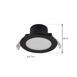 PRIOS Loftlamper|Loftlamper > LED-indbygningsspot Rida, sort, Ø 12 cm, CCT, IP44