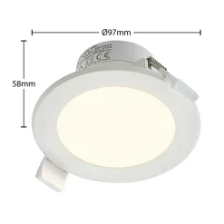 PRIOS Loftlamper|Loftlamper > LED-indbygningsspot Rida, hvid. Ø 10 cm, CCT, IP44