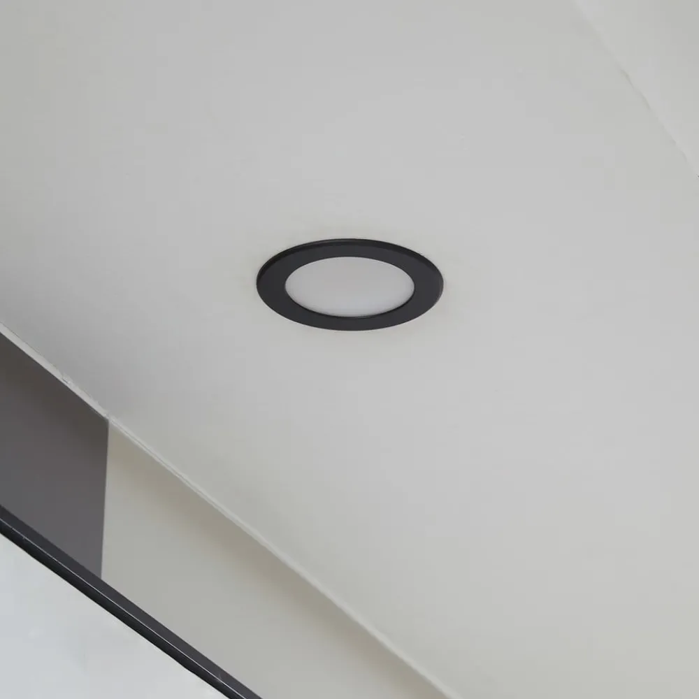 PRIOS Loftlamper|Loftlamper > LED-indbygningsspot Rida, sort, Ø 10 cm, CCT, IP44