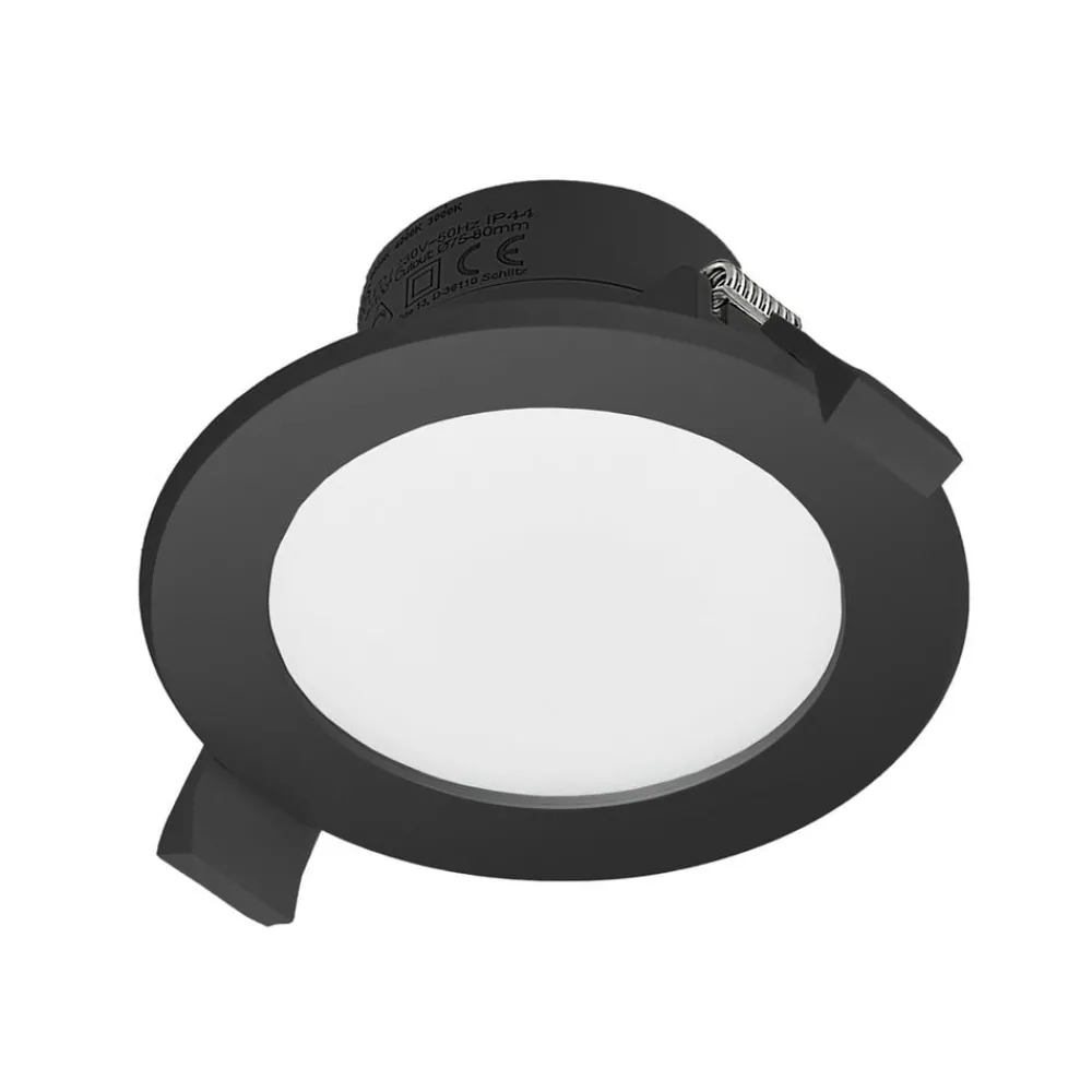 PRIOS Loftlamper|Loftlamper > LED-indbygningsspot Rida, sort, Ø 10 cm, CCT, IP44