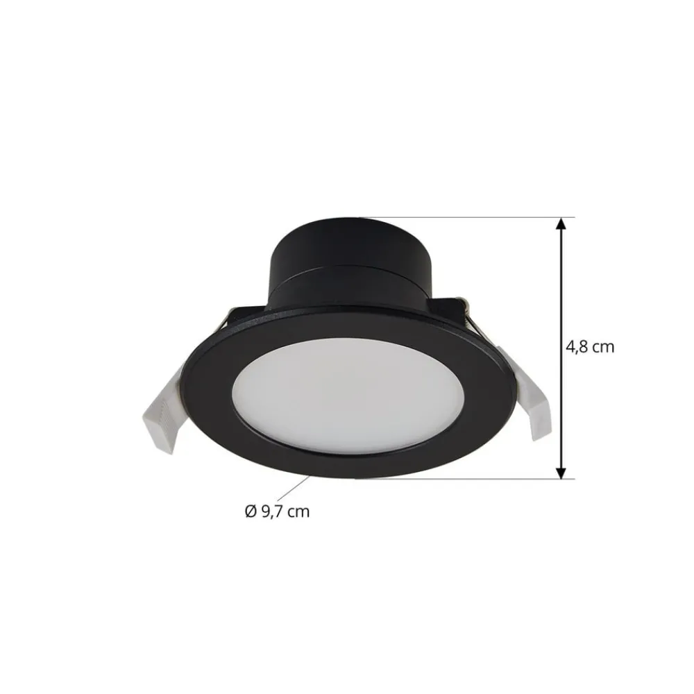 PRIOS Loftlamper|Loftlamper > LED-indbygningsspot Rida, sort, Ø 10 cm, CCT, IP44