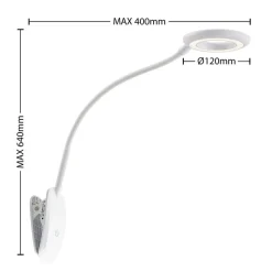 PRIOS Arbejdsrum/Kontor|Bordlamper > LED-klemmelampe Harumi, hvid, genopladeligt batteri, USB, 51 cm høj