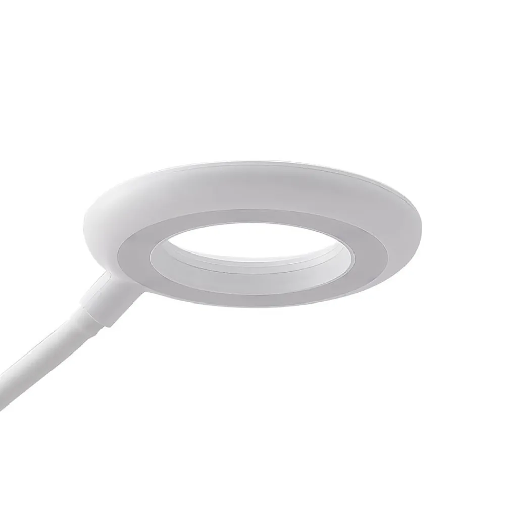 PRIOS Arbejdsrum/Kontor|Bordlamper > LED-klemmelampe Harumi, hvid, genopladeligt batteri, USB, 51 cm høj