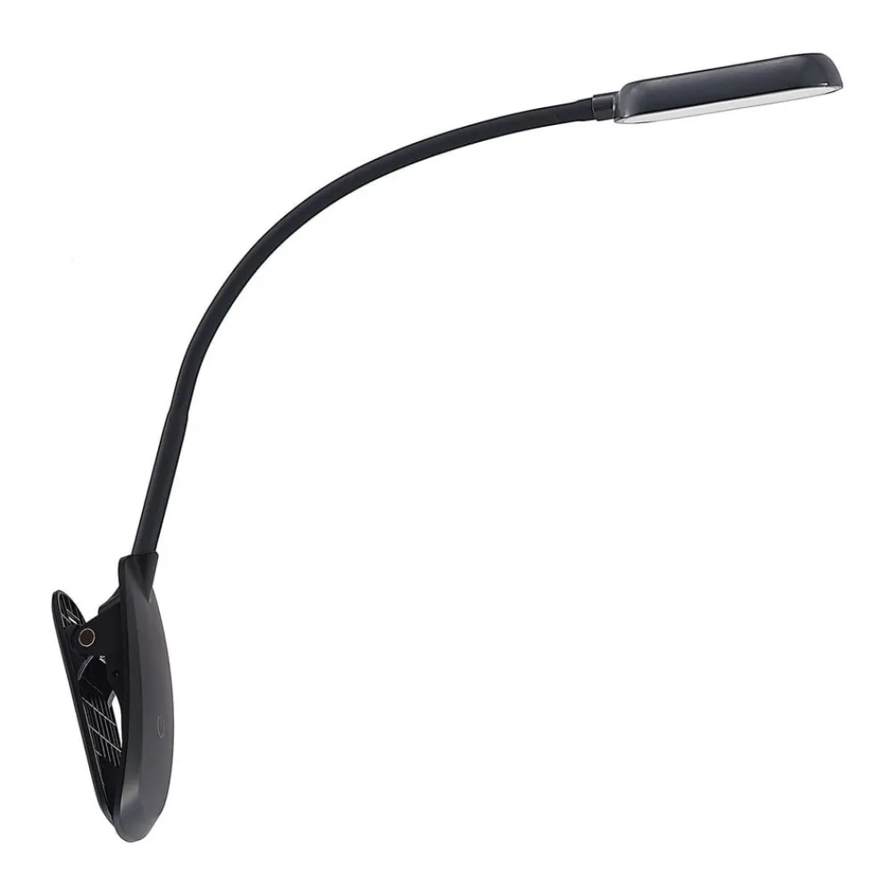 Arbejdsrum/Kontor|Bordlamper ^ PRIOS LED-klemmelampe Najari, sort, genopladeligt batteri, USB, 51 cm