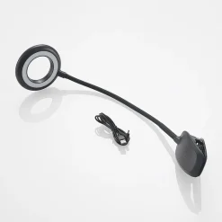 PRIOS Arbejdsrum/Kontor|Bordlamper > LED-klemmelygte Harumi, sort, genopladeligt batteri, USB, 51 cm
