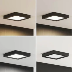 Loftlamper ^ PRIOS LED-loftlampe Alette, sort, 18 W, CCT, dæmpbar