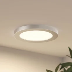 PRIOS Loftlamper|Indbygningsspots > LED-loftlampe Aureka, Ø 23 cm, sølv, metal