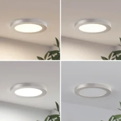 PRIOS Loftlamper|Indbygningsspots > LED-loftlampe Aureka, Ø 23 cm, sølv, metal