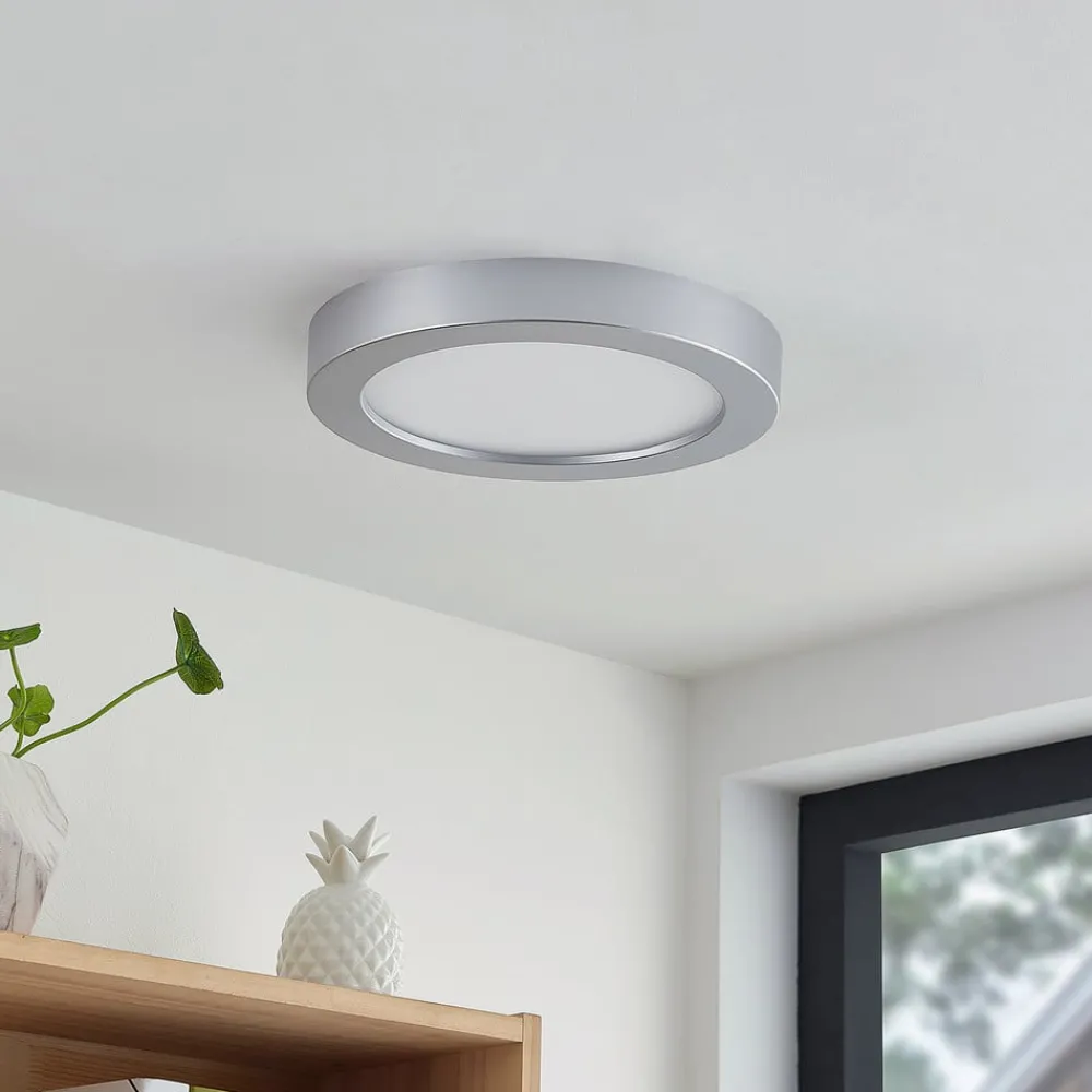 PRIOS Loftlamper|Loftlamper > LED-loftlampe Edwina, sølv, 25 cm, CCT, IP44