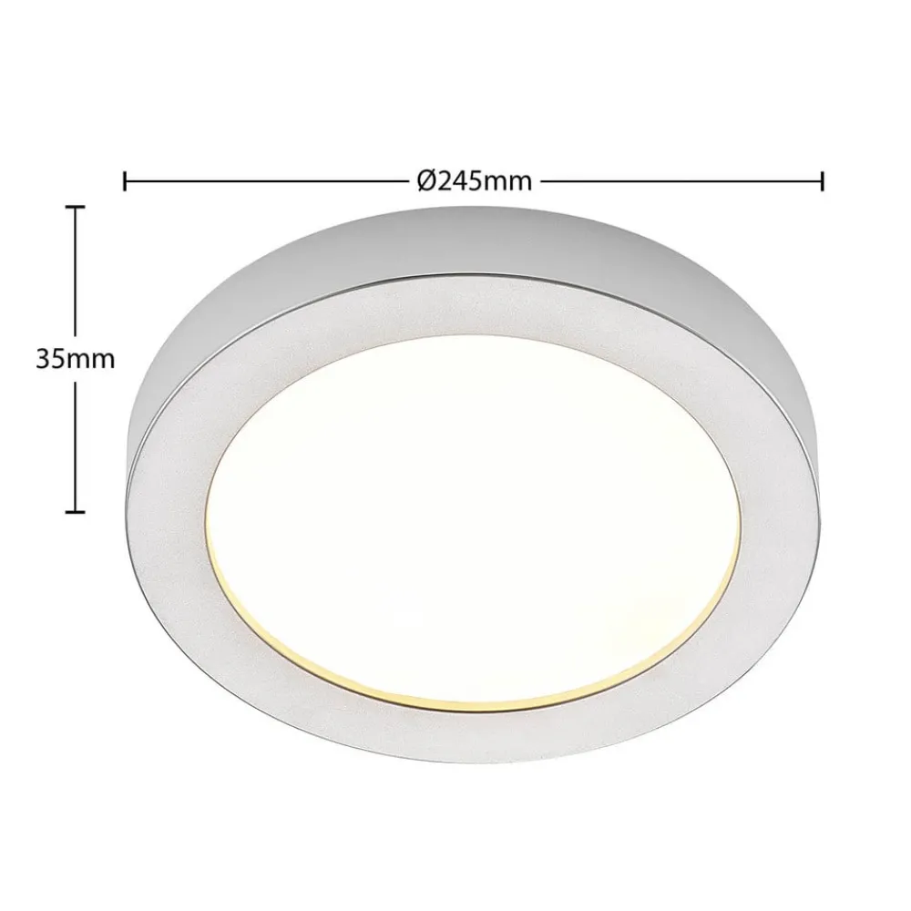 PRIOS Loftlamper|Loftlamper > LED-loftlampe Edwina, sølv, 25 cm, CCT, IP44