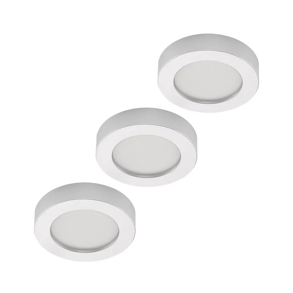PRIOS Loftlamper > LED-loftlampe Edwina, sølv, 18 cm, sæt med 3 stk