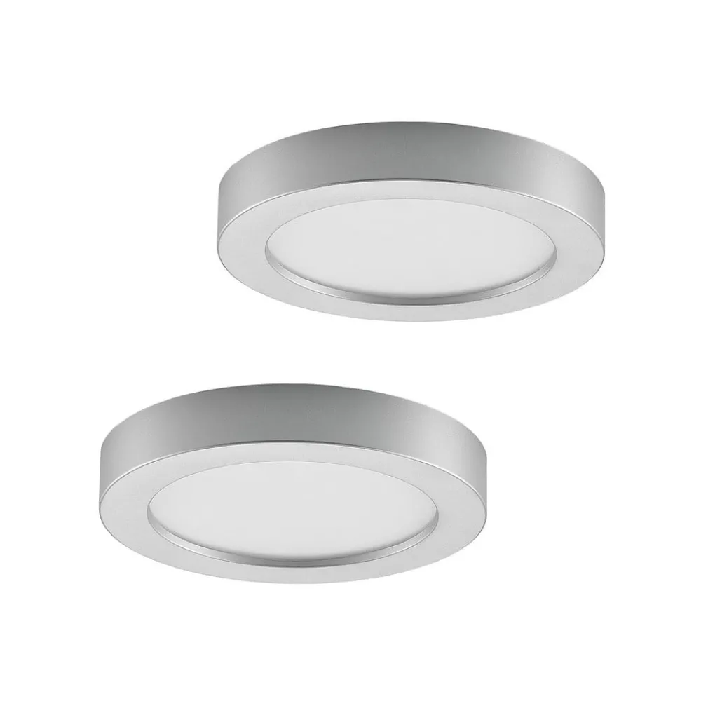 PRIOS Loftlamper|Indbygningsspots > LED-loftlampe Edwina, sølv, 23 cm, sæt med 2 stk