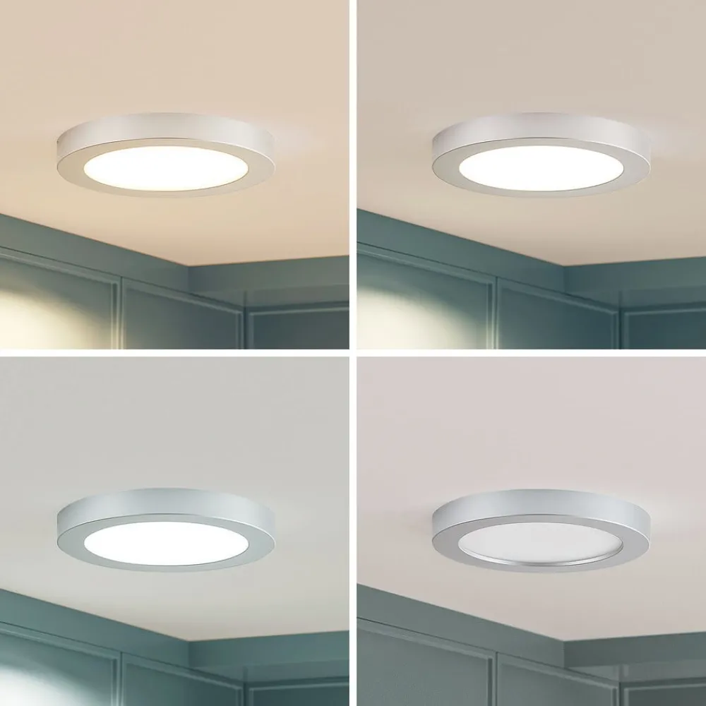PRIOS Loftlamper|Indbygningsspots > LED-loftlampe Edwina, sølv, 23 cm, sæt med 2 stk