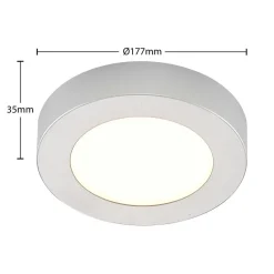 PRIOS Loftlamper > LED-loftlampe Edwina, sølv, 18 cm, CCT, IP44