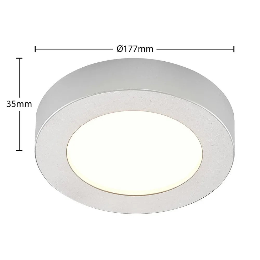 PRIOS Loftlamper > LED-loftlampe Edwina, sølv, 18 cm, CCT, IP44