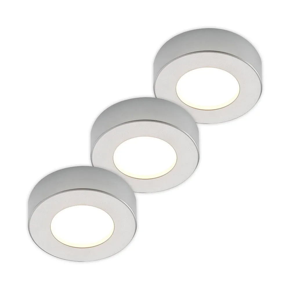 PRIOS Loftlamper > LED-loftlampe Edwina, sølv, 12 cm, sæt med 3 stk