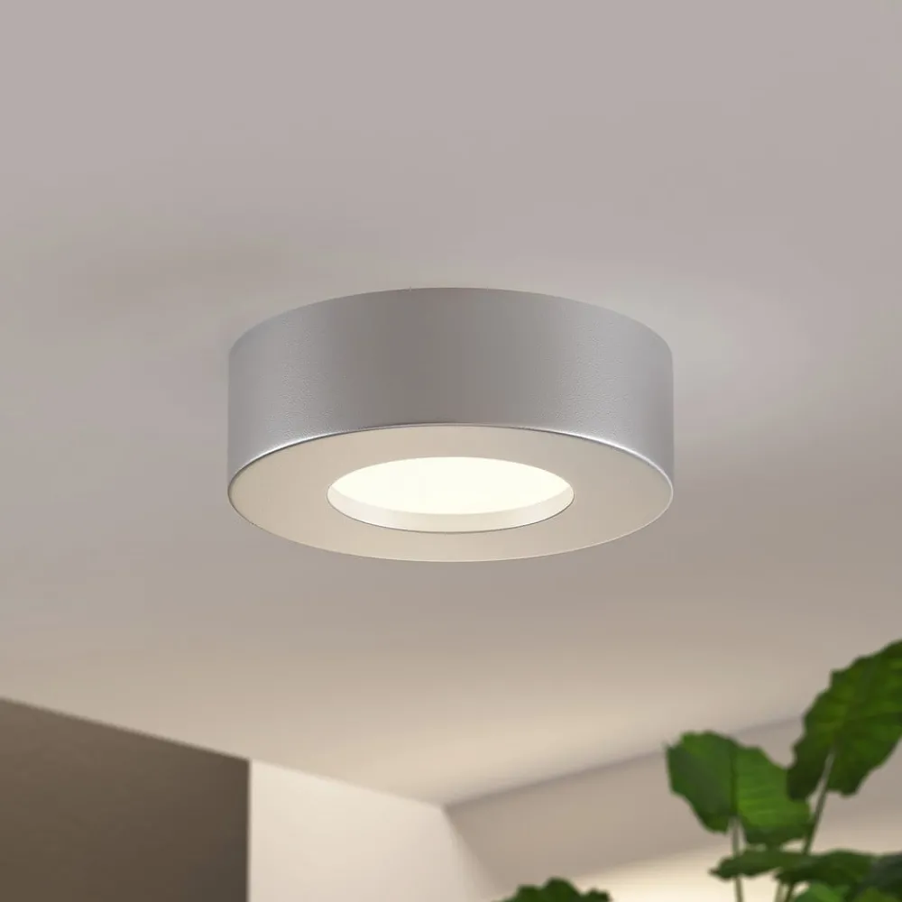 PRIOS Loftlamper > LED-loftlampe Edwina, sølv, 12 cm, sæt med 3 stk