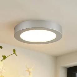 Loftlamper|Indbygningsspots ^ PRIOS LED-loftlampe Edwina, sølv, 23 cm, sæt med 3 stk