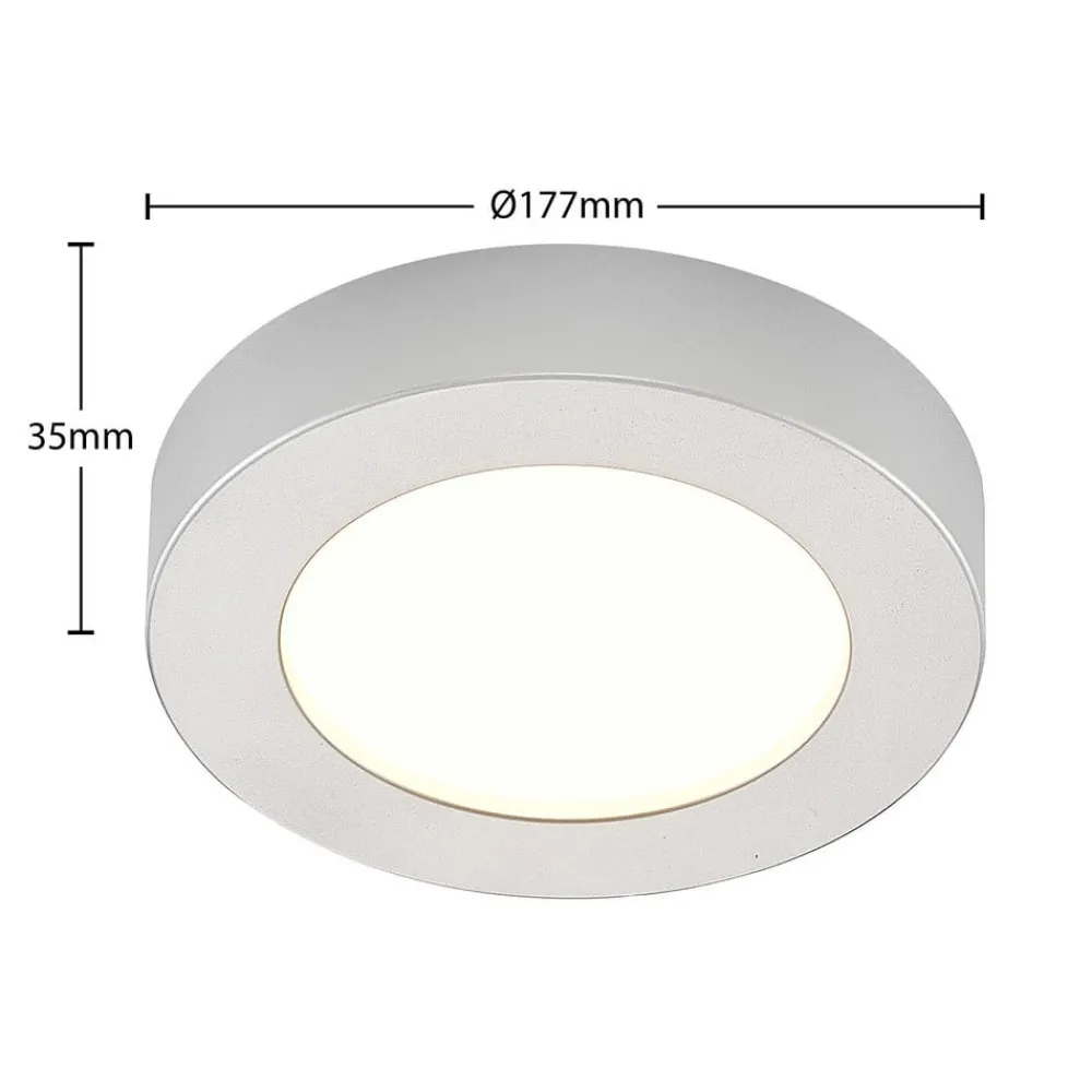 Loftlamper ^ PRIOS LED-loftlampe Edwina, sølv, 18 cm, sæt med 2 stk