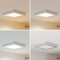 Loftlamper ^ PRIOS LED-loftslampe Alette, sølv, 22,7 cm, 18W, dæmpbar