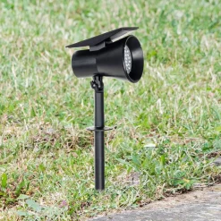 Solcellelamper|Terrassebelysning ^ PRIOS LED-solspot Birko, højde 56 cm, sort, jordspyd