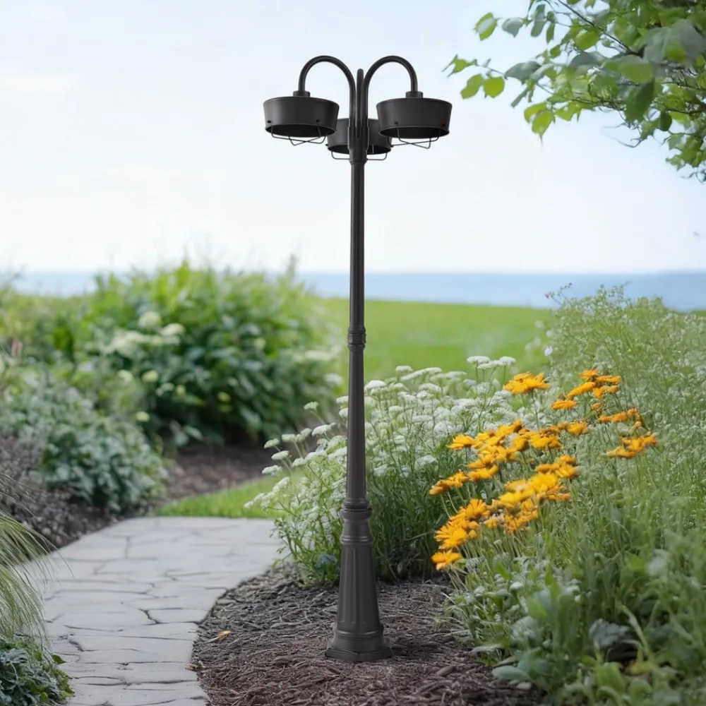 PRIOS Terrassebelysning|Gadebelysning > LED-udendørslampe Thorus, 204 cm, sort, 3 lyskilder, IP44