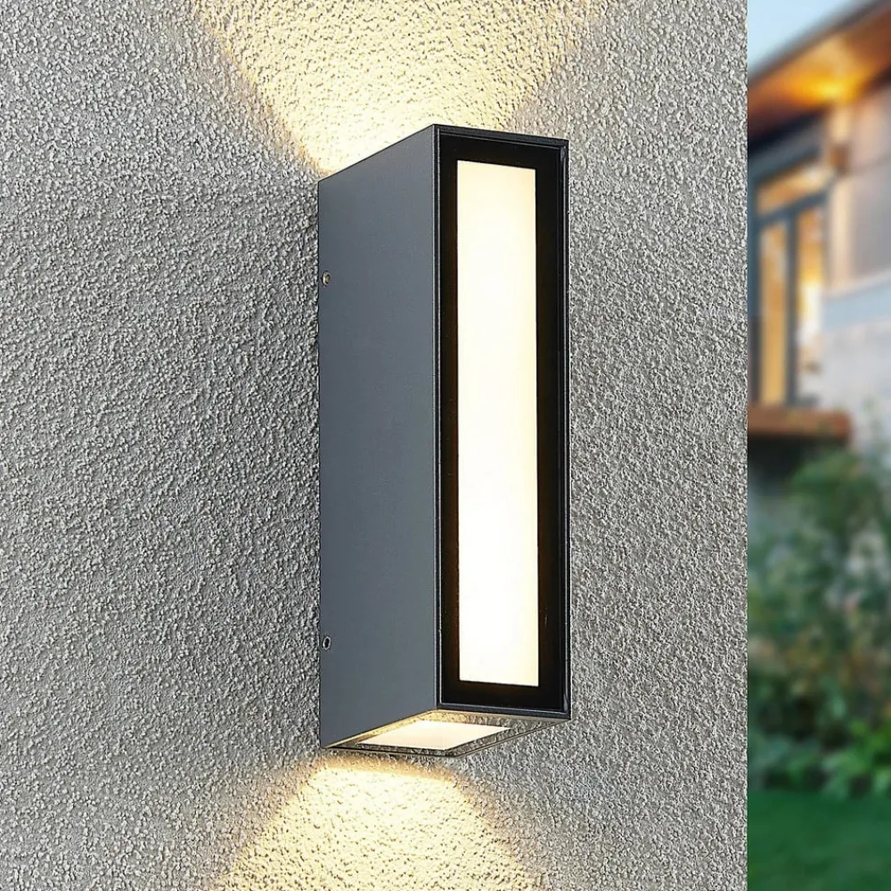 PRIOS Væglamper > Loriava LED udendørs væglampe i mørkegrå