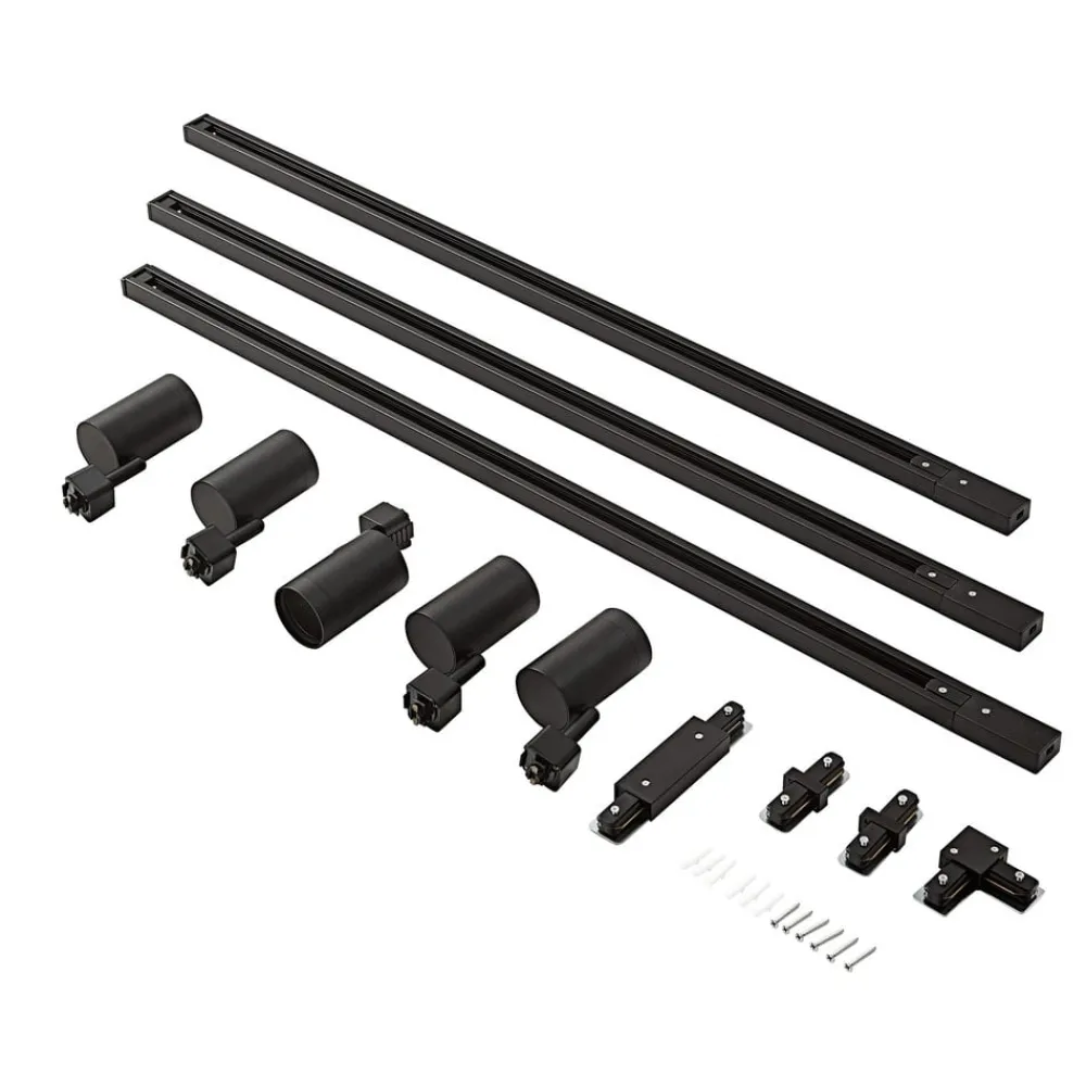 Gang|Pendellamper ^ PRIOS 1 lyskilde skinnesystem Jorell, sort, 5 lyskilder, GU10
