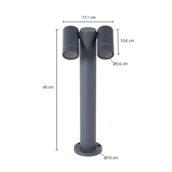 PRIOS Terrassebelysning|Sokkellamper > Tulimar sokkellampe, 45 cm, antracit, 2 lyskilder, aluminium