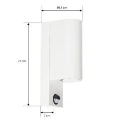 PRIOS Væglampe Med Sensor > udendørs væglampe Tetje, hvid, rund, sensor, sæt med 2 stk