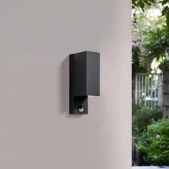 PRIOS Væglampe Med Sensor|Væglamper > udendørs væglampe Tetje, sort, kantet, sensor, 2 stk